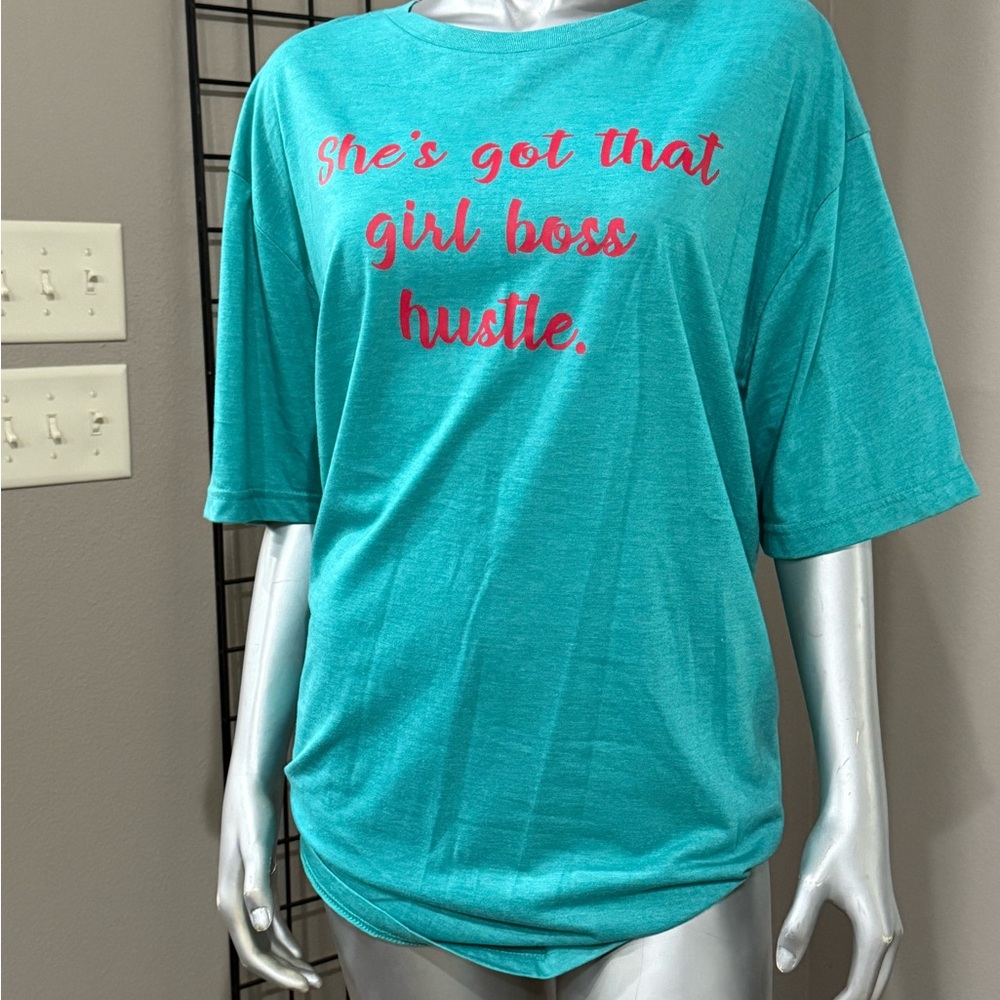 Teal Graphic Tee - Girl Boss Hustle